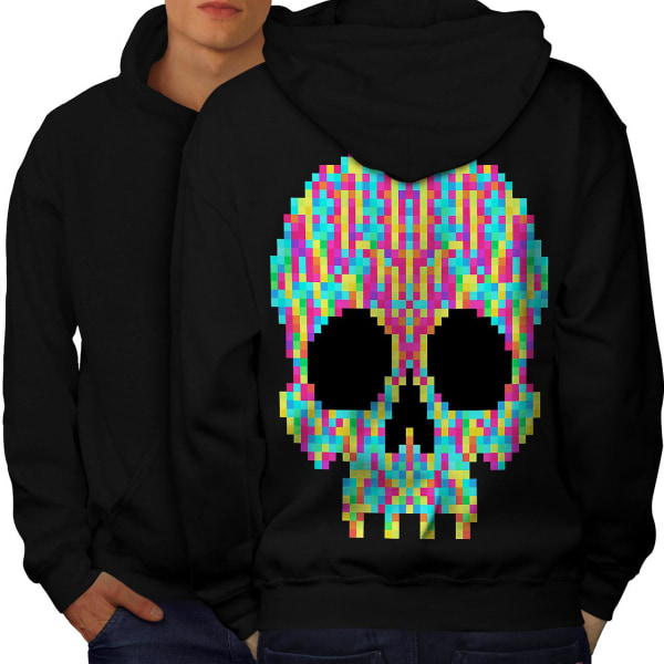 Pixel Skeleton Rock Skull Herr BlackHoodie Baksida | Wellcoda CMK Black 2X-Large