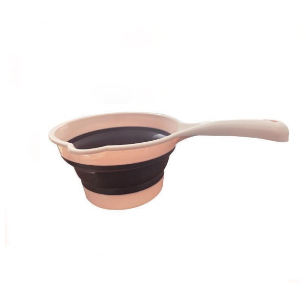 Household long handle folding water ladle kitchen portable pink