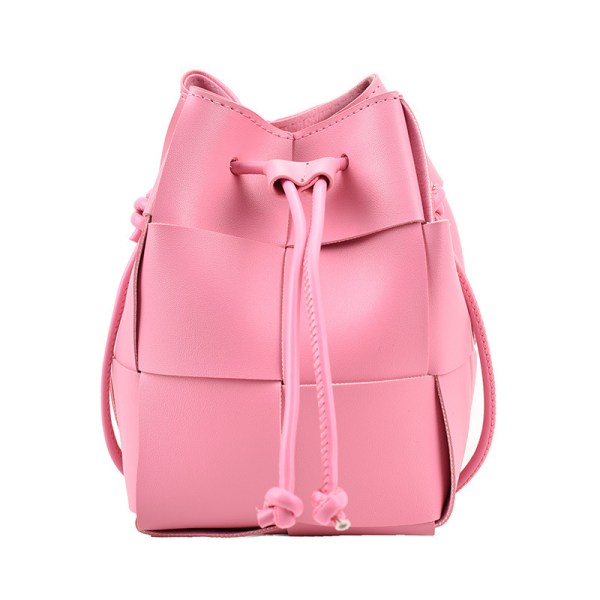 Håndvævet Bucket Bag Simpel skuldertaske Mini telefontaske pink