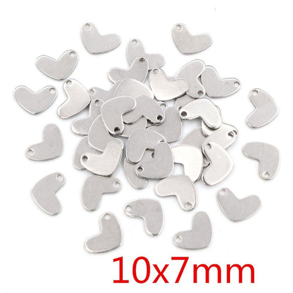 50 stk Charms 316 Rustfritt stål Solid Lovely Heart Håndlaget