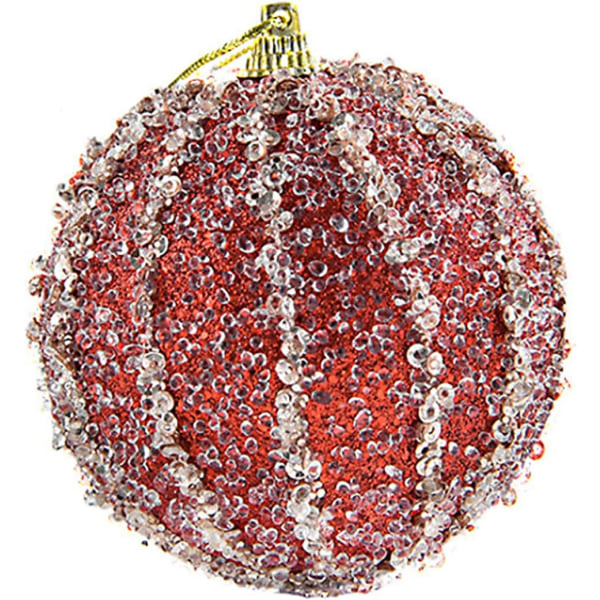 Christmas Ball Ornaments Sequin Baubles 5pc Shatterproof Christmas Decorations Tree Balls for Wedding Party Holiday Decor(Red)