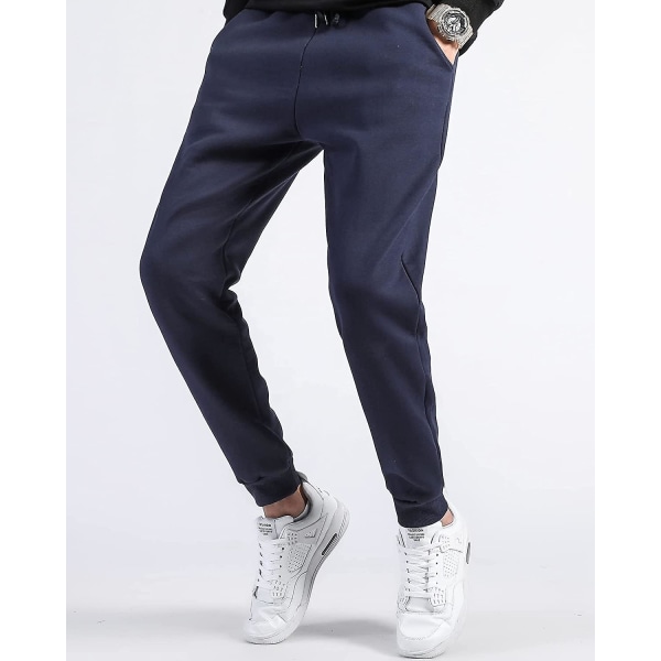 Herre fleece tykke varme joggingbukser Termiske vinterbukser Sherpa-forede joggerbukser CMK 907navy Medium