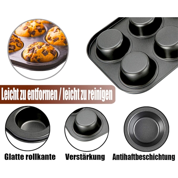 6 muffinspande, muffinspande til 6 muffins, muffinspande i stål med god non-stick belægning, mini muffinspande Optimal varmefordeling - 26,5 cm X 18,5 cm