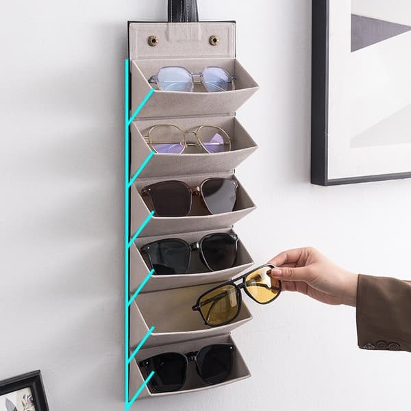 Flera platser Solglasögon Organizer Case Vikbar glasögon förvaringsbox Brown Brown 6 Slots