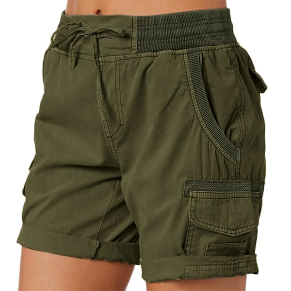 Dame Cargo Shorts Sommer Løs Vandring Bermuda Shorts Med Lomme Dame Shorts Casual Midt Lår Army Green Army Green XL
