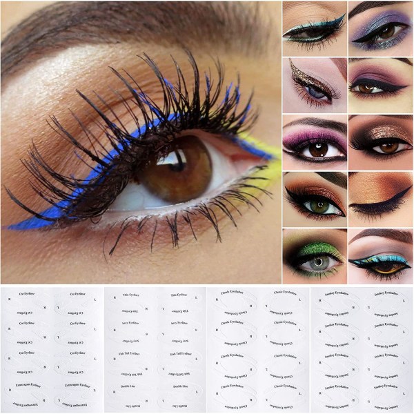 24 stk Eyeliner sjablonger Kit Eye Makeup Mal Stickers Tools