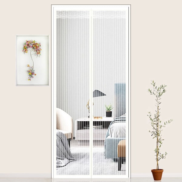 【Tricor store】Sommar insektnät, flugnät, balkong glasfiber ribbor flugnät, magnetisk självstängande svart rand 70*210