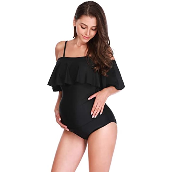 Svømmetøy for gravide Bikinier for kvinner Sommerbadedrakter Graviditetsbadetøy Black XL