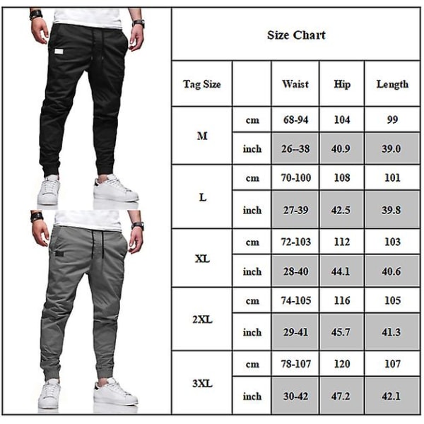 Men's Solid Color Drawstring Elastic Waist Cargo Pants Black M