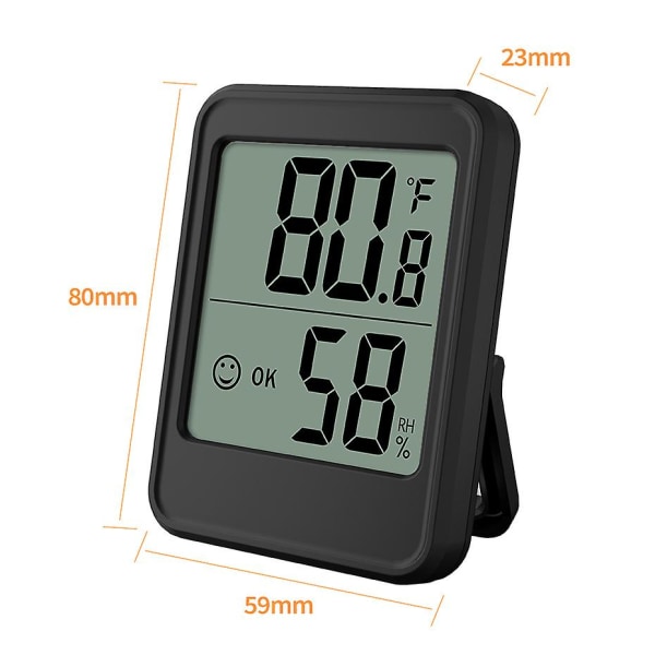 Termo-hygrometer inomhus termometer rum med klimatindikator black