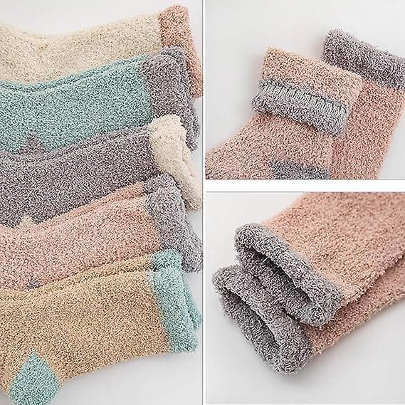 5 par tykkere varme, lodne strømper til kvinder, bløde hyggestrømper, søvn-fluffy strømper, hjemmesko-strømper til kvinder gave, størrelse 35-42 4