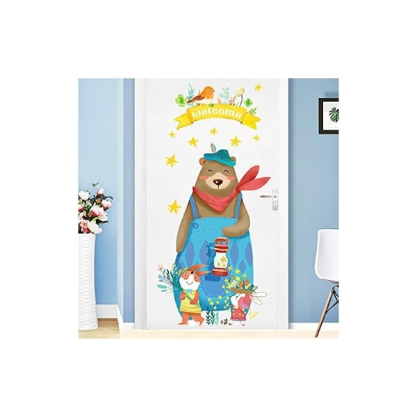 (Welcome bear) cartoon wall stickers, bedroom stickers 140*57cm 2 pieces