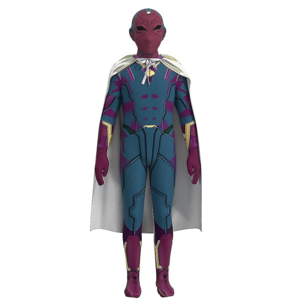 Marvel Hero Costume Avengers Alliance Vision Bodysuit Superman Cos Clothes Halloween K 130cm