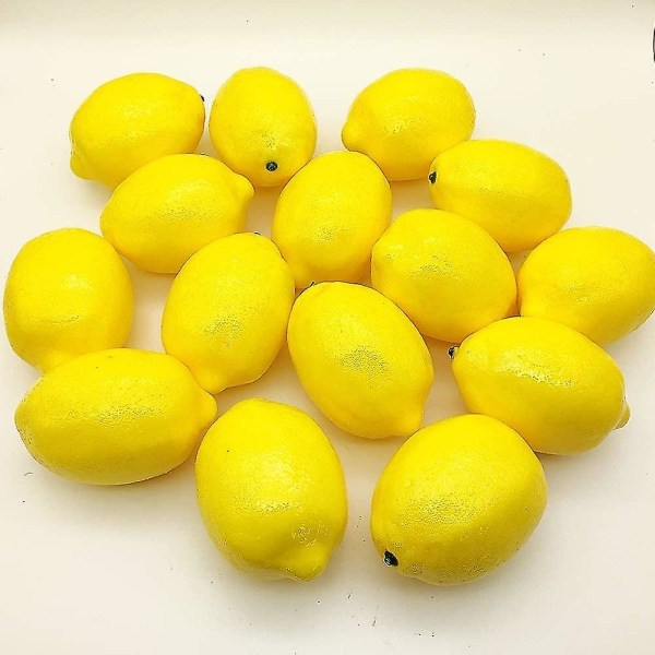 15 stk Kunstige sitroner 8,5 cm Faux Fruits Gule sitroner Skum