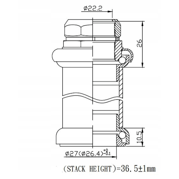 NECO H831 Sort Klassisk 1" Skrue Headset til Cykler