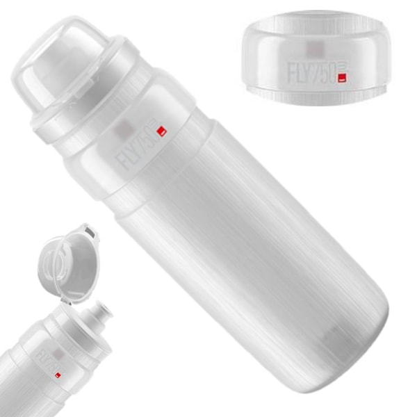 ELITE FLY MTB Vattenflaska Genomskinlig Grå Logotyp 750ml Superlätt BPA Fri