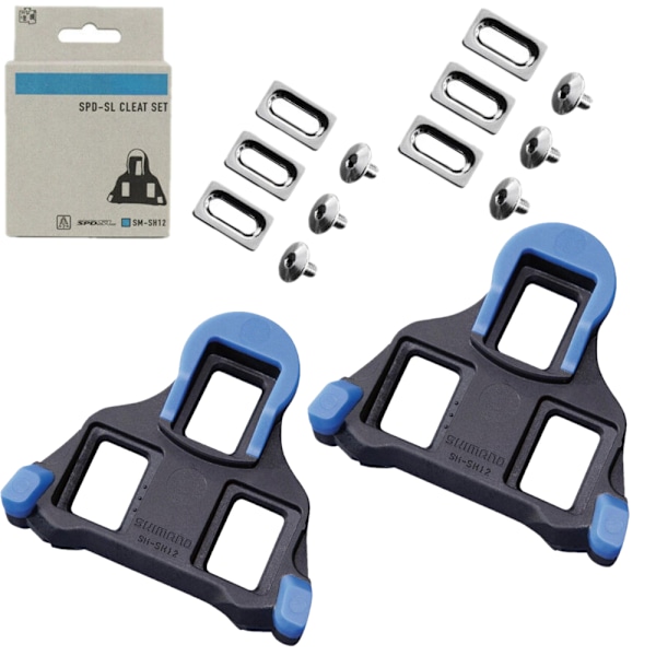 SHIMANO SPD SL SM-SH12 Blå Pedalklossar - Justerbar 2 Grader Rörelsefrihet