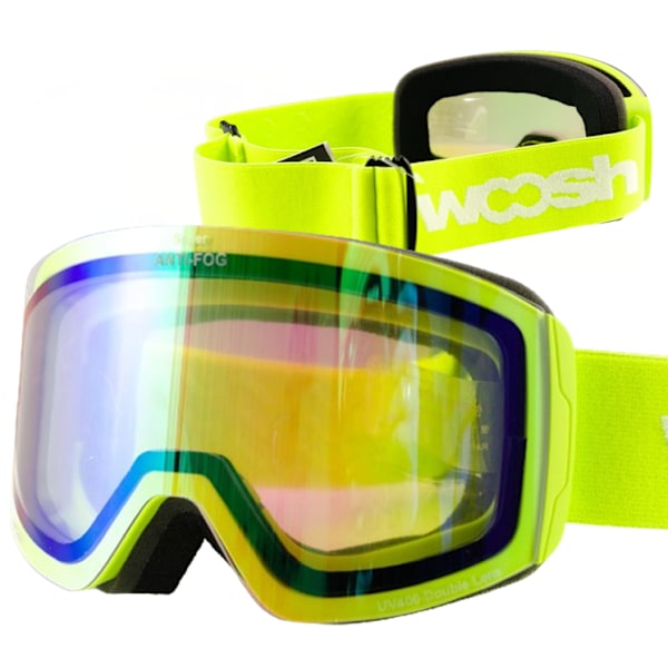 Fluorescerende Gule Børne Ski- & Snowboardbriller med Anti-dug & Revo Shift - 2024 WOOSH Optisk Kollektion