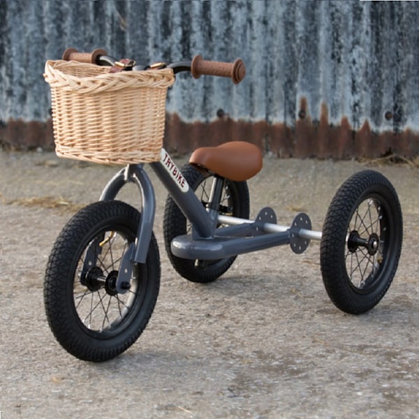 Børn Flettet Retro Cykel- og Løbehjulskurv