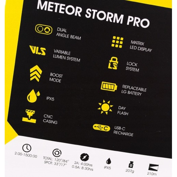 MOON METEOR STORM PRO pyöränvalo 2000 lumen voimakkuudella