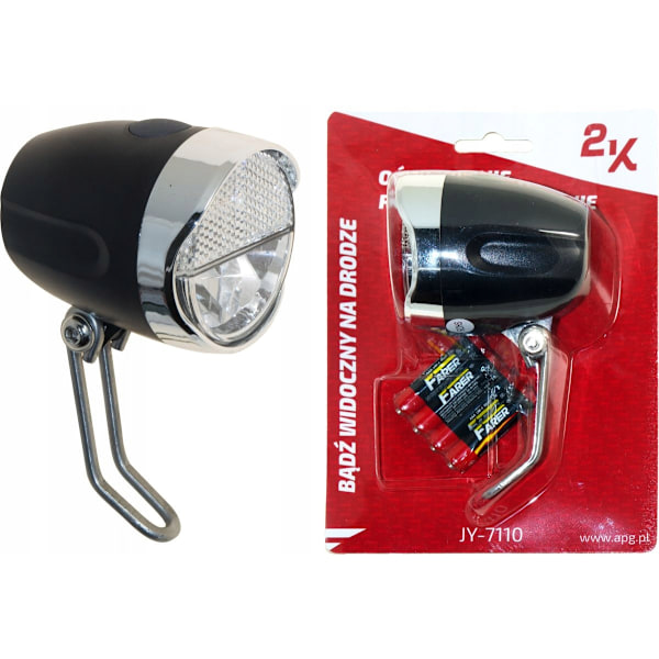 Reflekterende monteringslampe 1W med gaffelbeslag, 4xAAA-batterier