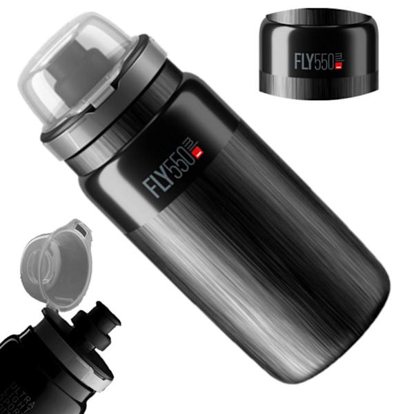 ```ELITE FLY Tex MTB Juomapullo 550ml - Kevyt, Musta/Harmaa Logo, 80 g```