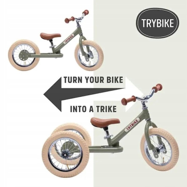 Tobcykel TRYBIKE 2-hjulet, grøn