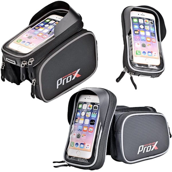 PROX Aftagelig Cykeltaske med 6,2" Telefonholder - 1L, Sort