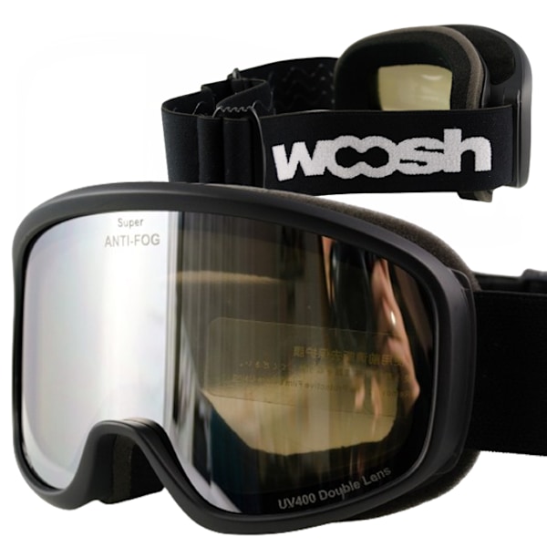WOOSH Børne Ski- og Snowboardbriller - REVO SHIFT 2024, Anti-Fog, UV-400 Beskyttelse, Sort