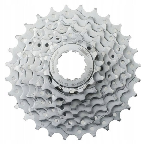SUNRACE 7-trins kassette 11-28T, nikkelfinish, holdbar performance