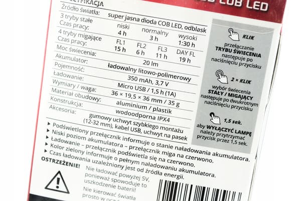 PROX APUS Genopladeligt Cykellys 20 Lumen