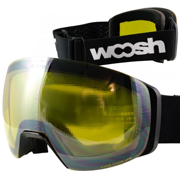 Woosh Ski- og Snowboardbriller REVO SHIFT Sort/Gul UV400 Anti-Dug Optisk Rammessystem 2024