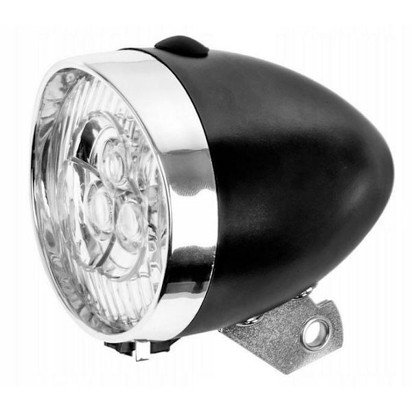 Cykellampa Retro 3 LED Svart för Gaffel med AAA-Batterier Inkluderade