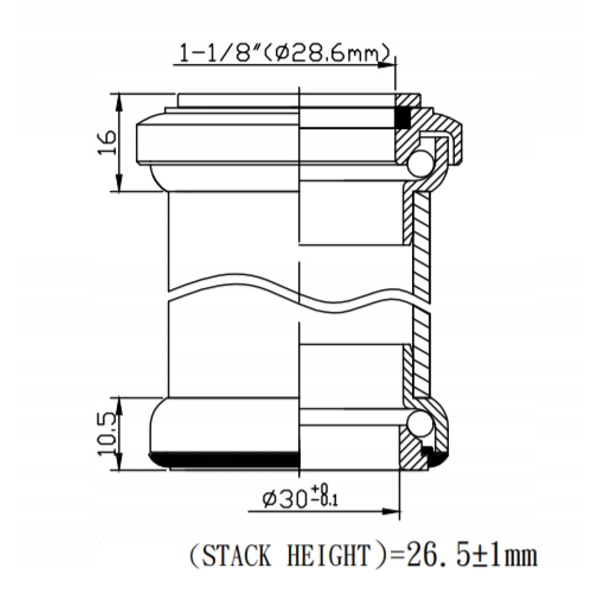 NECO H845 Musta 1-1/8”x34x30 Ahead Ohjainlaakerisarja