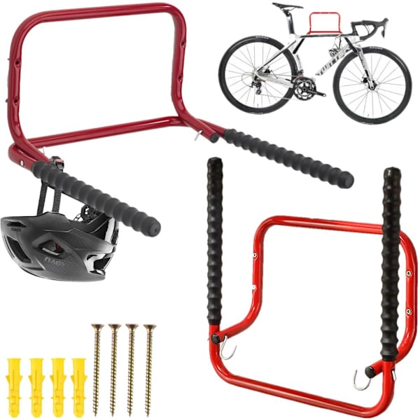 Hopfällbar Väggmonterad Cykelhållare för 40kg med 2 Krokar, Hållare för 2 Cyklar