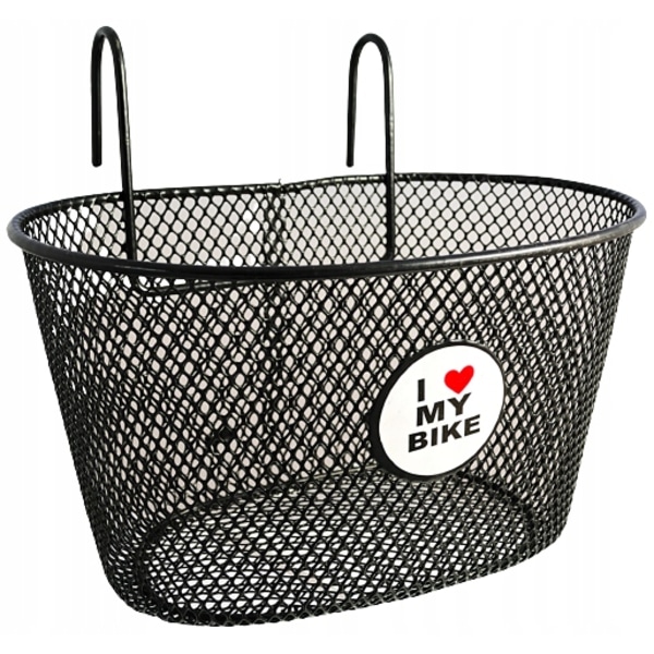 Børnecykelkurv Sort Mesh med "I LOVE MY BIKE" Design