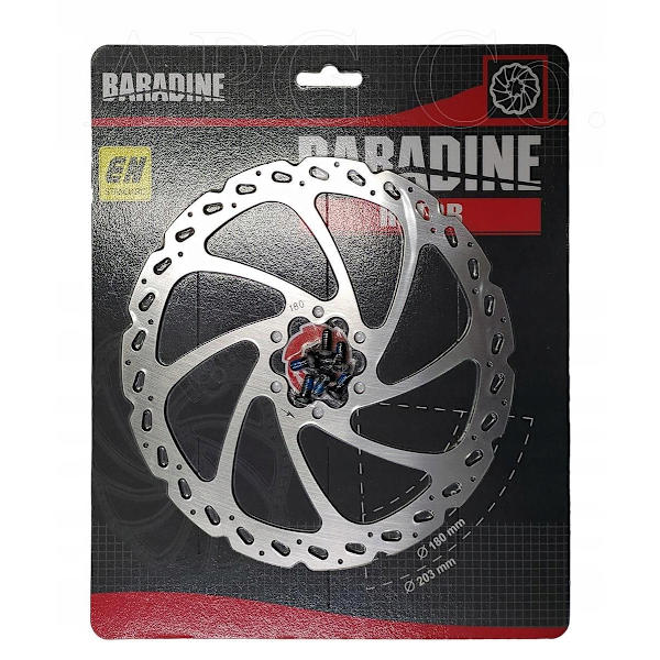 BARADINE DB-01 180mm Bremserotor med 6 T25 Skruer Sæt