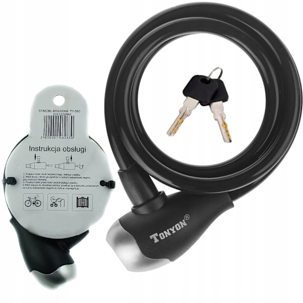 TONYON Stålkabel Cykellås med Nøgle - 120x10mm Sikkerhedssystem