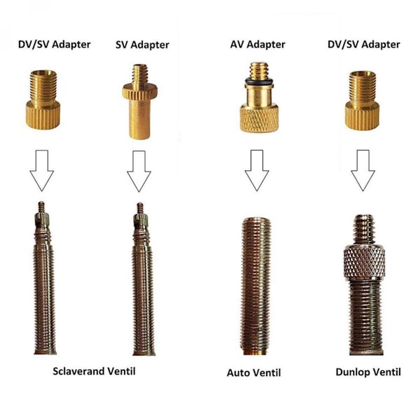 Mässing Cykelpump Adapter AV/DV för Däckventil