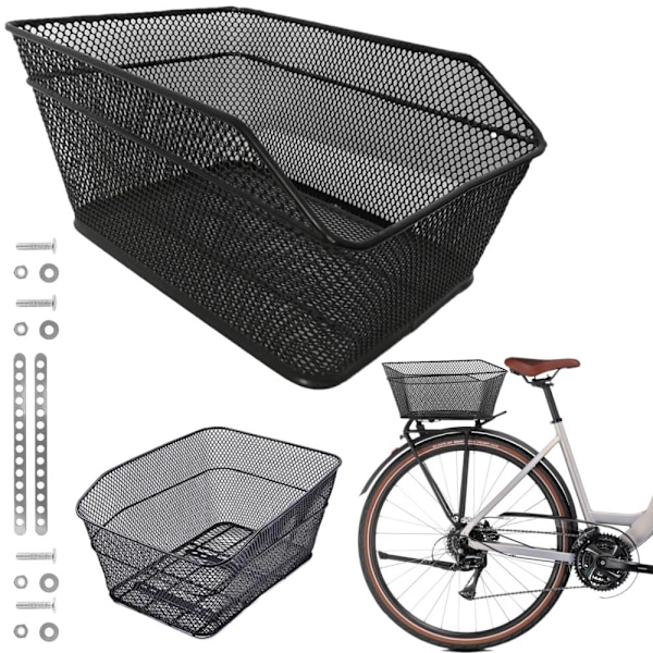 Stor Aftagelig Cykelkurv til Bagagebærer - Monterbar Cykelbaggagekurv i Holdbart Design
