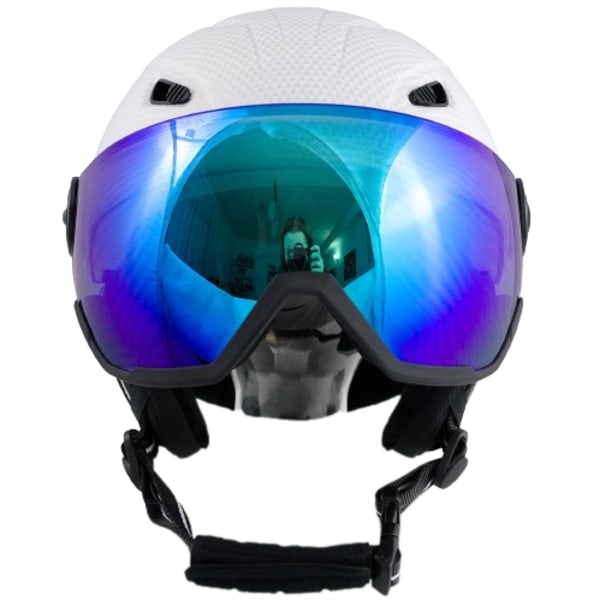 Professionel Skihjelm med Indbygget Visir og Goggle, Revo Linse - Medium Størrelse, Inkluderer En Gratis Gave
