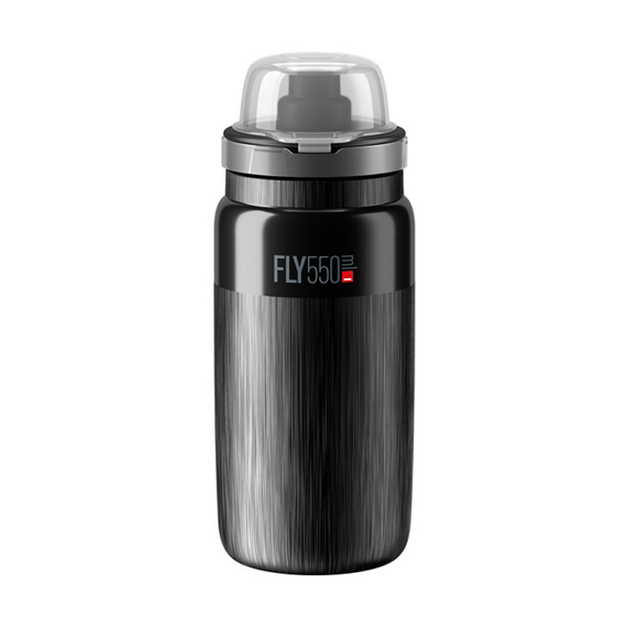 ELITE FLY MTB Vandflaske 550ml - Ultralet 80g - Sort med Grå Logo