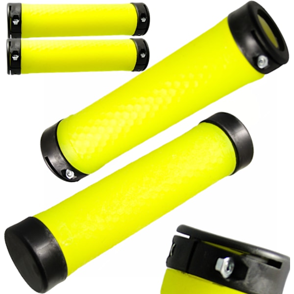 Roto Styrahandtag Cykel Grepp Neon Gul med Dubbla Klämmor