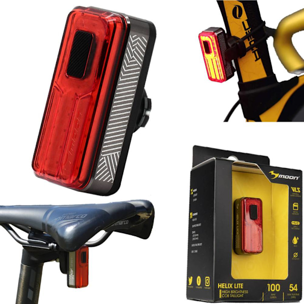 USB-Uppladdningsbar Cykelbakslyse MOON HELIX LITE Svart 27g 100lm