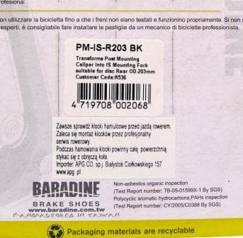 Adapter för Skivbroms PM-IS 203R Baradine