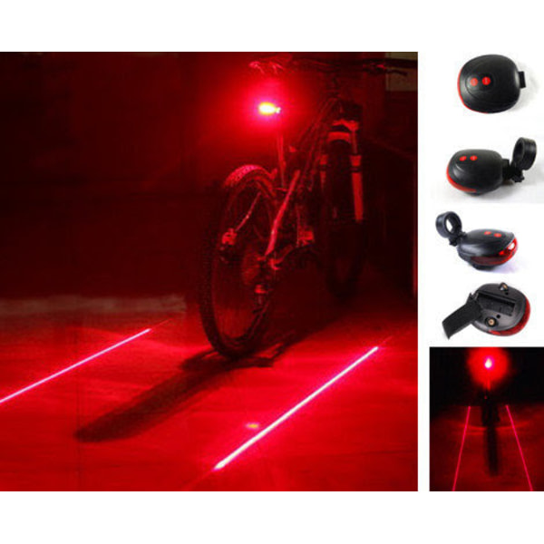 LED Cykellygte med Laser og 5 Driftstilstande