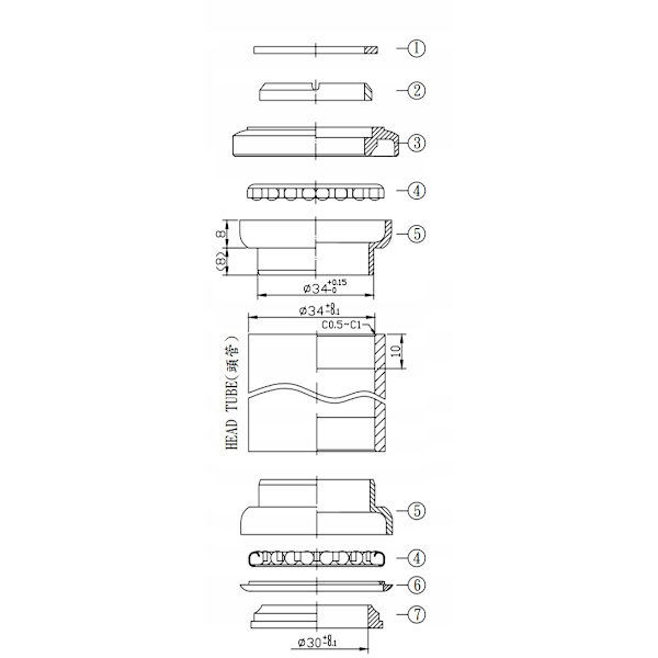 NECO H845 Musta 1-1/8”x34x30 Ahead Ohjainlaakerisarja