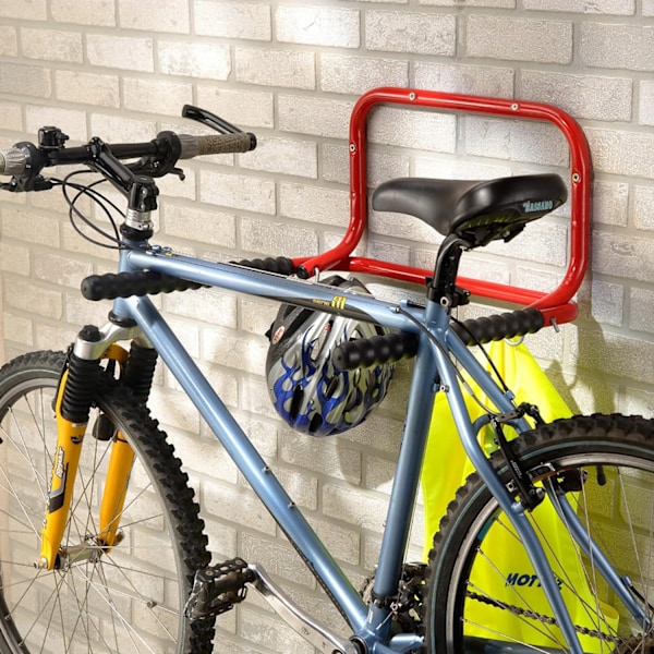 Vægmonteret Foldbar Cykelholder til 40kg med Dobbelt Krogophæng - Plads til 2 Cykler