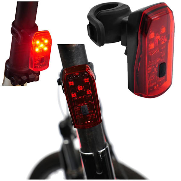 LED Cykellygte med Stopfunktion og Bremselys - 17lm Lysstyrke