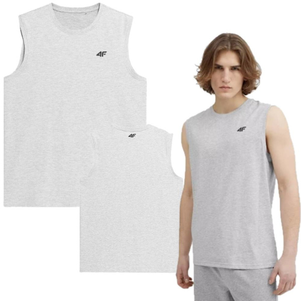 4F Herre Basis Tanktop Grå, Ærmeløs, Str. M